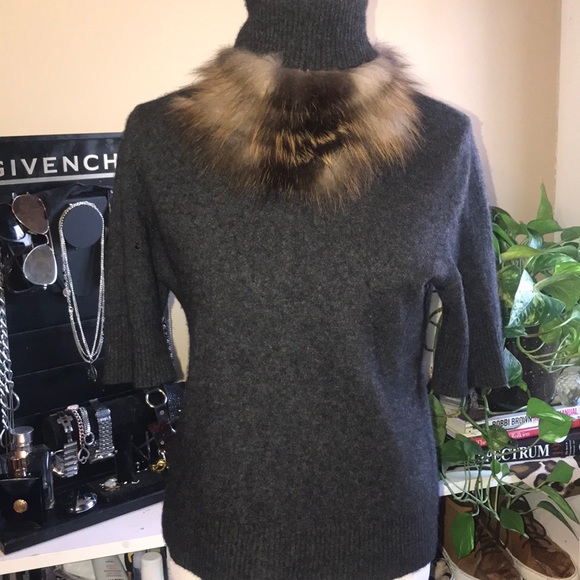 REAL CASHMERE AND FOX FUR knit top - Picture 1 of 7
